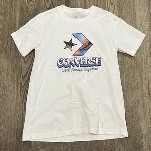 NWOT Converse Star Chevron Mountain Graphic T-Shirt Crewneck Lightweight White S